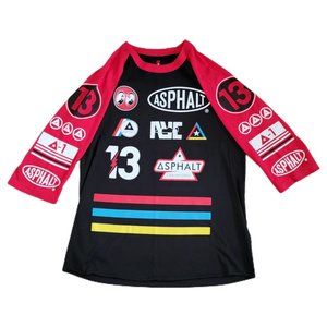 Men's 3/4 Sleeve  Asphalt T Shirt size Large Black Graphics.